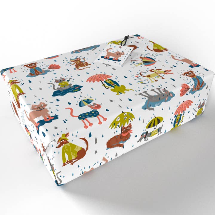 Raining Cats & Dogs Eco Wrapping Paper